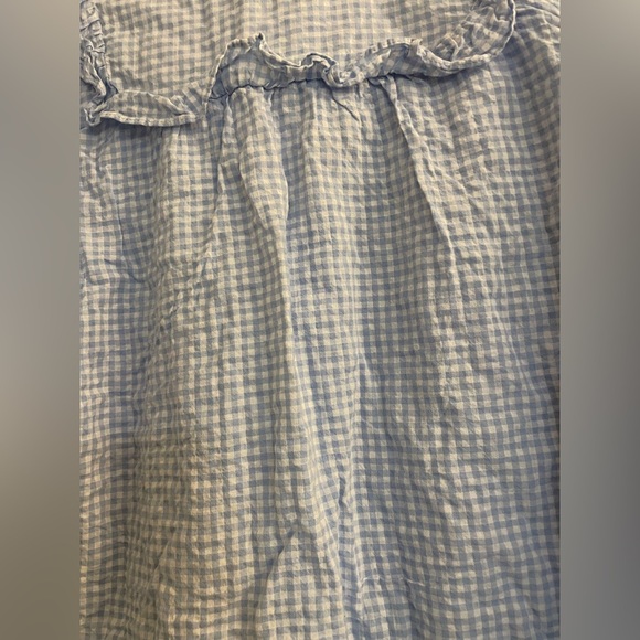 Sandy Liang Blue and white seersucker Gingham Button-Down 3/4 sleeve Dress XS - Picture 7 of 11